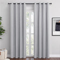 QmQmok Light Grey 100% Blackout Linen Blend Curtain Panels for Bedroom 52x84 inch Length