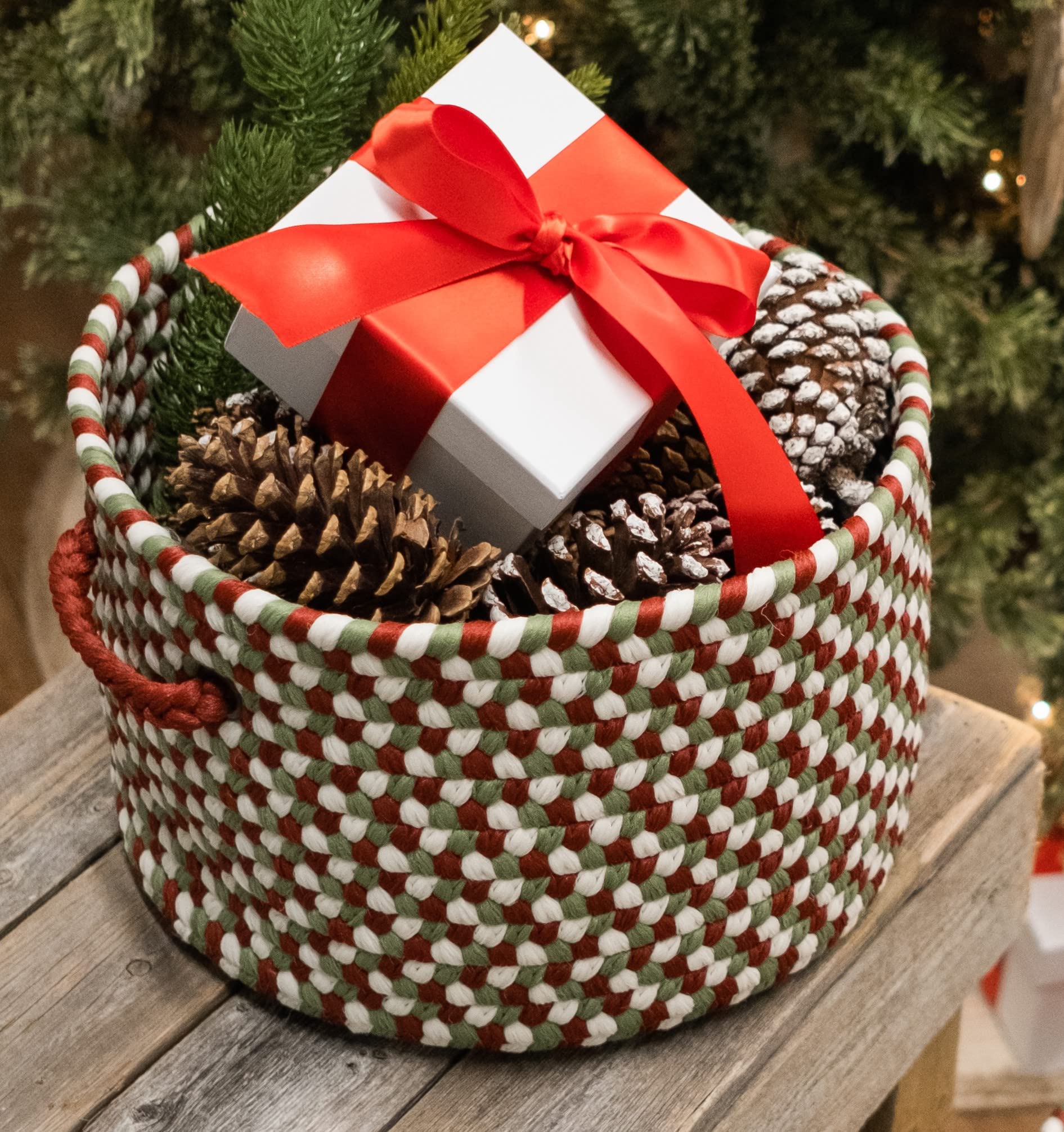 Colonial Mills Holiday Multi Decorative Braided Basket, 14&Quot;X14&Quot;X10&Quot;