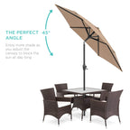 Best Choice Products 7.5Ft Heavy-Duty Round Outdoor Market Table Patio Umbrella W/Steel Pole, Push Button Tilt, Easy Crank Lift - Tan