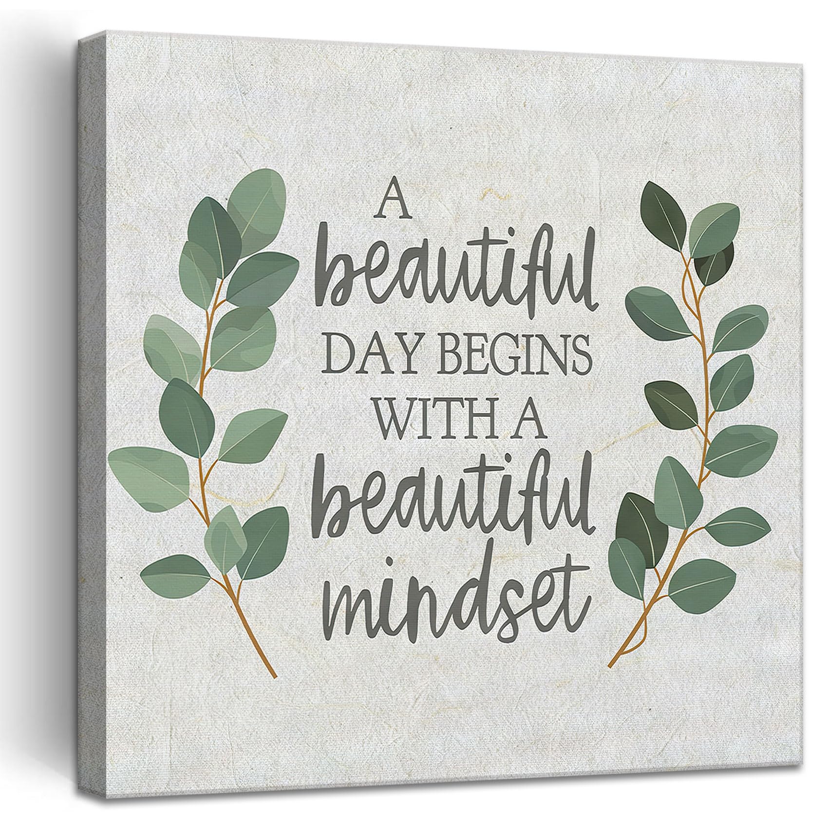 Framed Inspirational Wall Art Minimalist Eucalyptus Wall Decor Motivational Positive Quotes Canvas Posters Prints Green Botanica