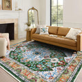 UArtlines Boho Vintage Area Rug 9x12 Machine Washable Low Pile Soft Floor Carpet Non Slip Non Shedding Accent Rug for Living Ro