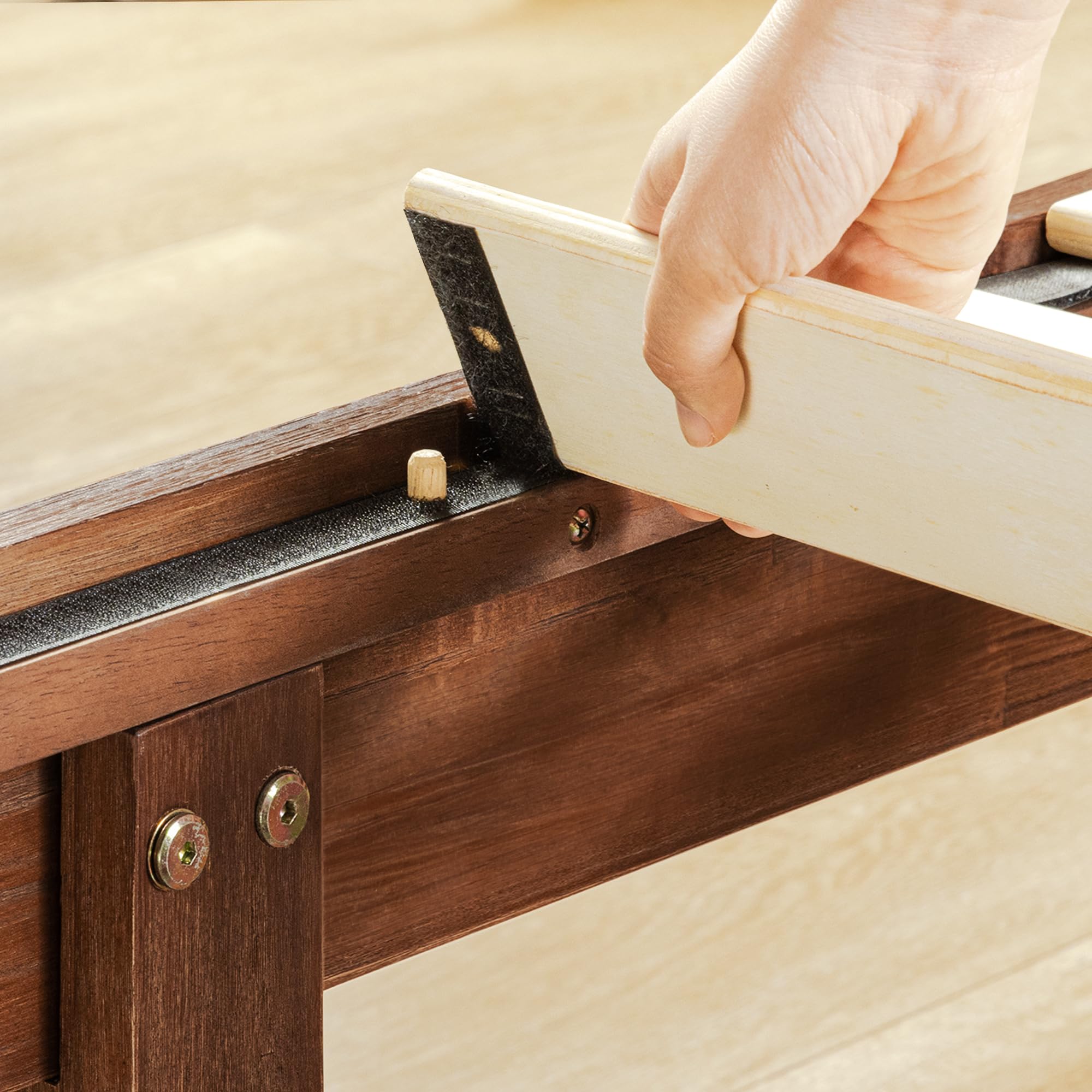 Mellow Naturalista Grand - 12 Inch Solid Wood Platform Bed With Wooden Slats - No Box Spring Needed - Queen (Espresso)