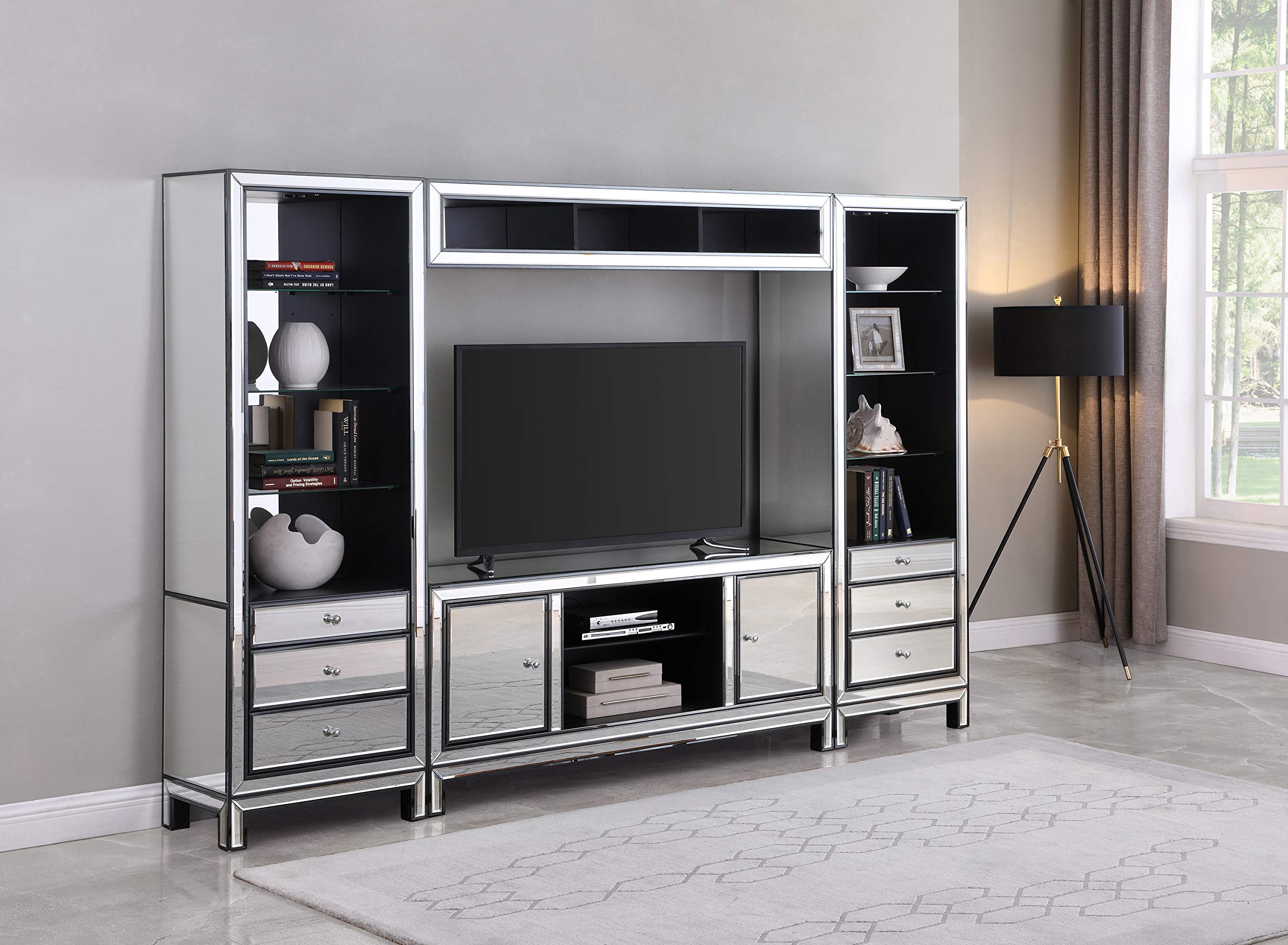 Coaster Home Furnishings 2-Door TV Console Black Titanium and Silver