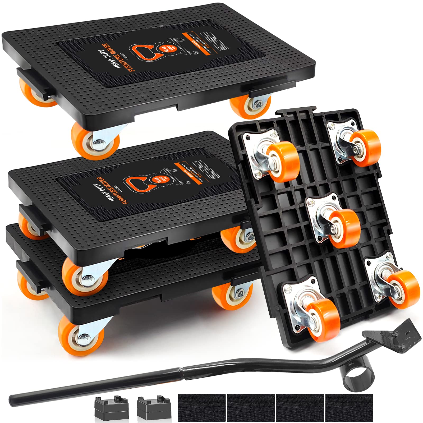 Furniture Lifter Movers Tool Set, 360 Rotation Furniture Dolly Heavy Duty, Furniture Movers with 5 Wheels, Maximum Load 1200 Lbs