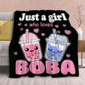 Bubble Tea Blanket Plush Fleece Throw-Just A Girl Who Loves Kawaii Gift For Girls Kids Women Bubble Tea Stuffed Soft Lightweight