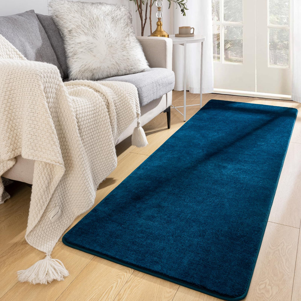 Softlife Washable Runner Rug for Bedroom Living Room Rug, 2x6 Navy Blue Soft Fluffy Hallway Runner Rug, Non-Slip Indoor Carpet f