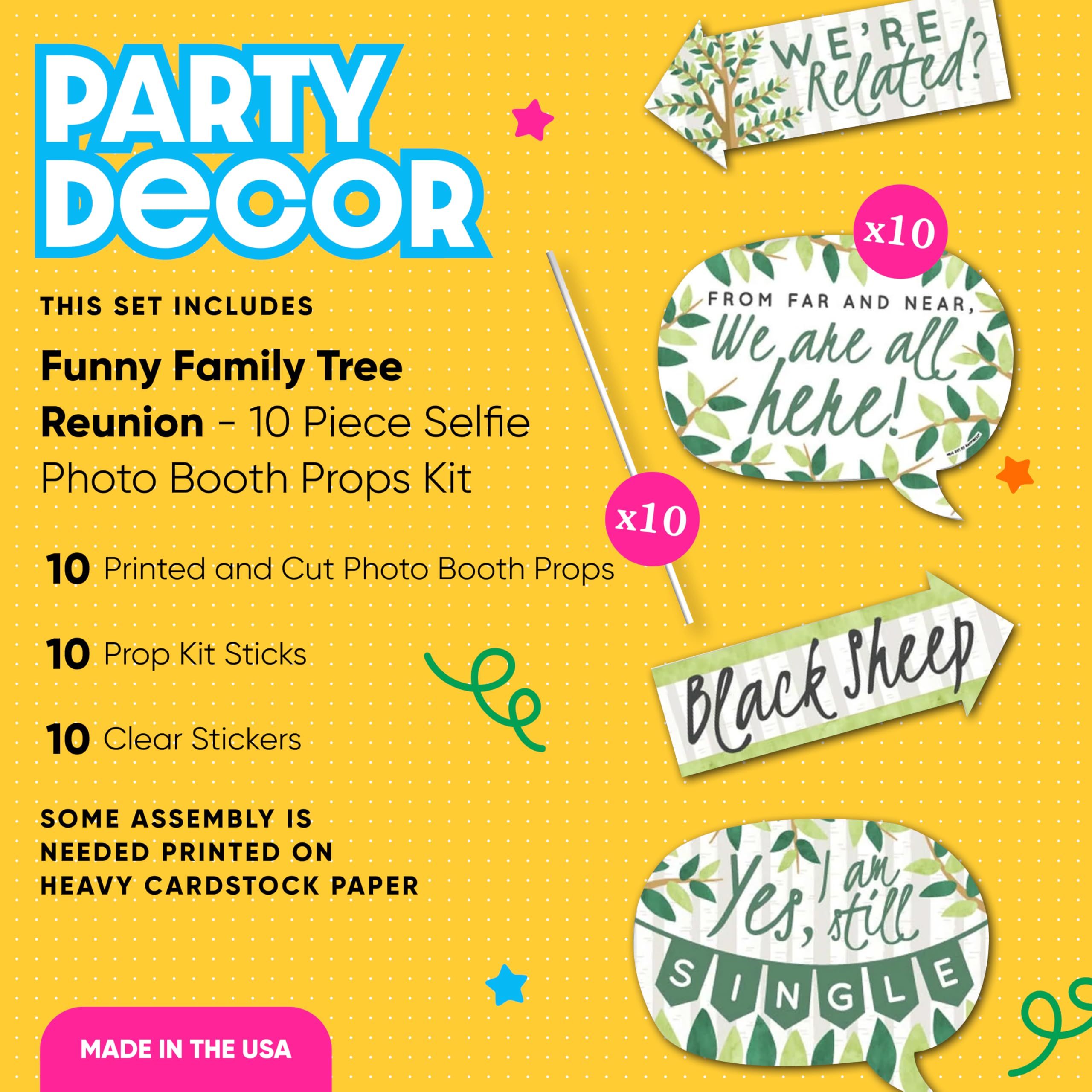 Big Dot Of Happiness Funny Family Tree Reunion - Family Reunion Photo Booth Props - Family Photo Booth Props - Family Gathering