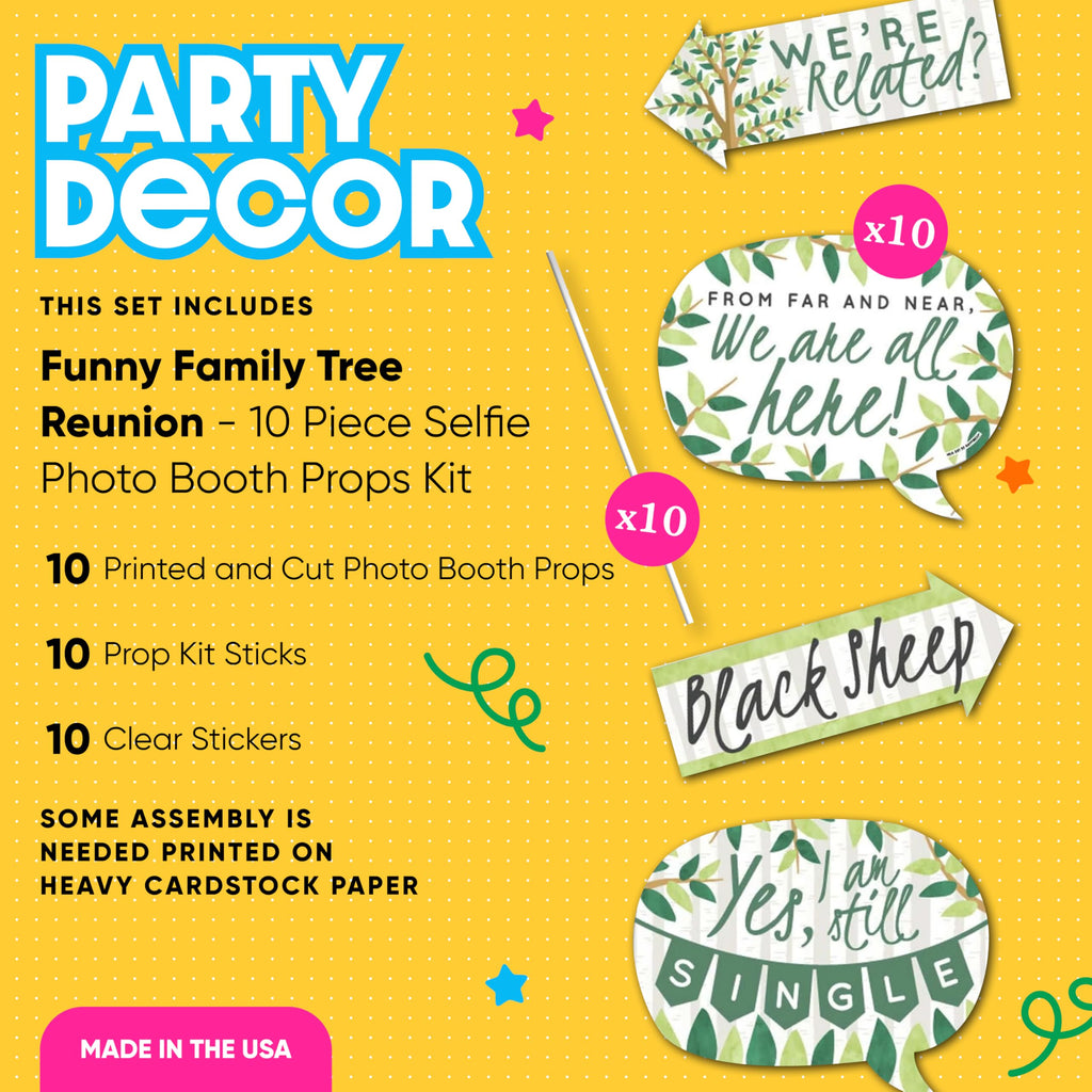 Big Dot Of Happiness Funny Family Tree Reunion - Family Reunion Photo Booth Props - Family Photo Booth Props - Family Gathering