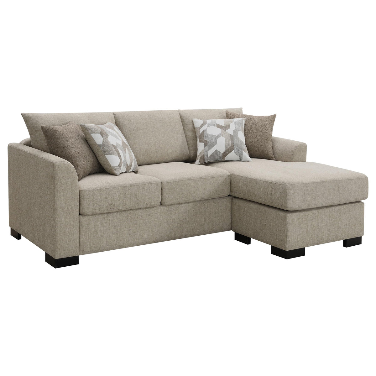 Coaster Home Furnishings Storey Upholstered Sleeper Sectional Chaise Sofa Camel