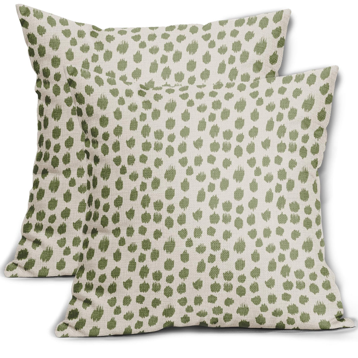 Sage Green Cream Polka Dot Pillow Covers 22X22 Set Of 2 Outdoor Modern Art Throw Pillows Boho Design Brush Strokes Decorative Pi