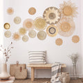 18Pcs Boho Basket Wall Decals Round Wall Sticker Modern Boho Wall Decor Peel and Stick Wall Decor Sticker Removable Boho Wall St