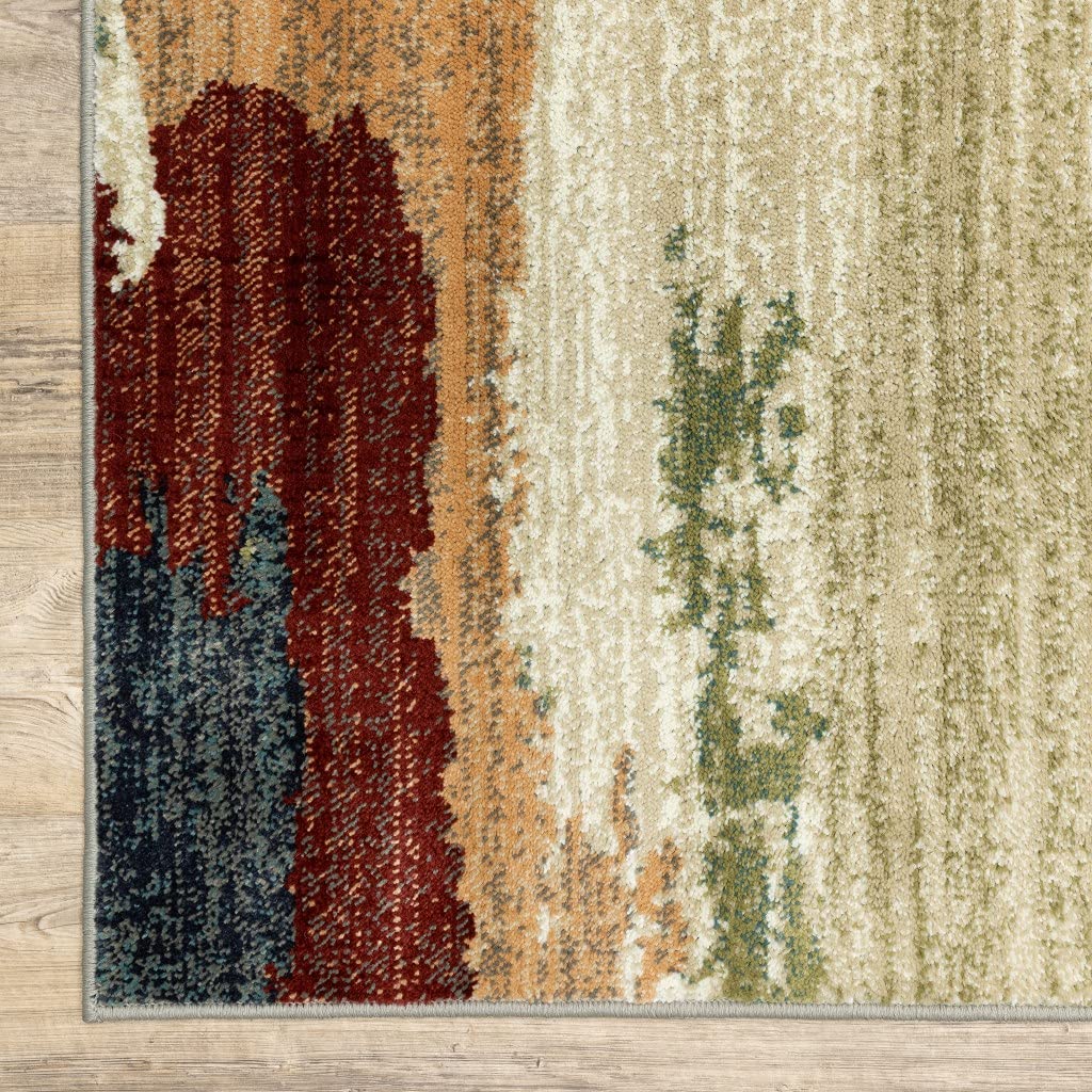 HomeRoots Multi Polypropylene 5’ x 7’ Modern Abstract Indoor Area Rug