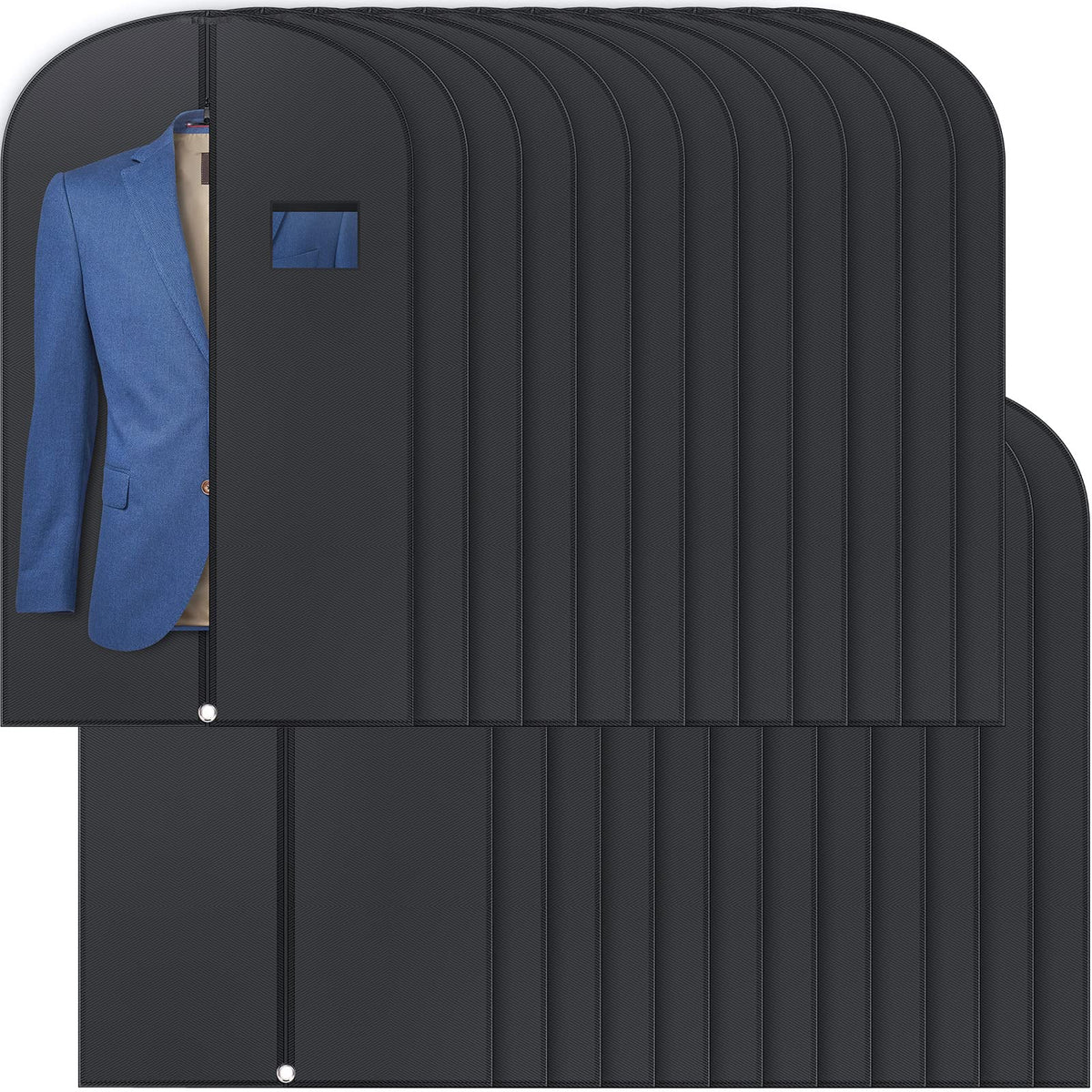 Woanger 24 Pack Black Garment Bag Bulk for Closet Storage