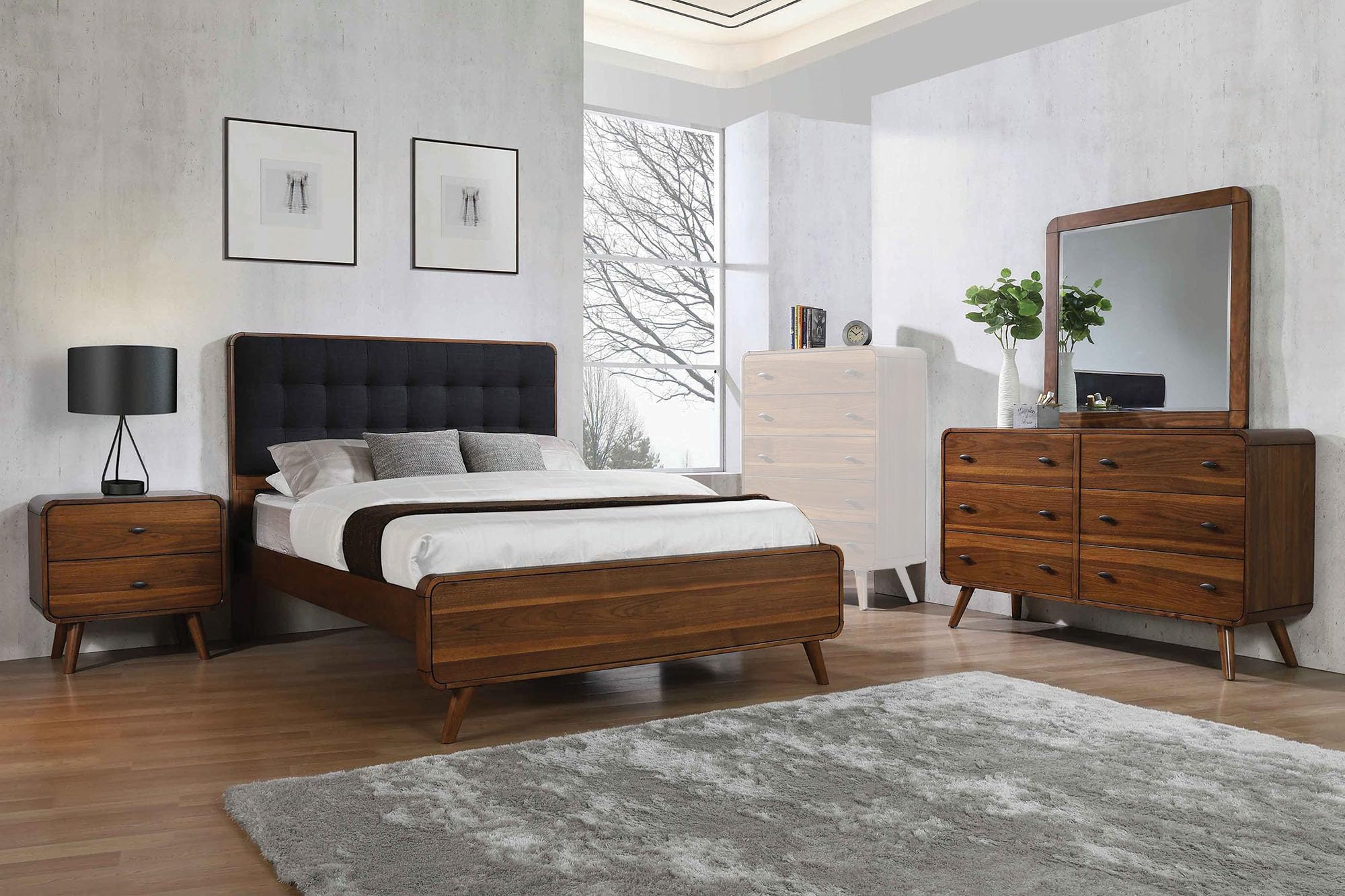 Coaster Robyn California King Bed 4-Piece Set, Dark Walnut