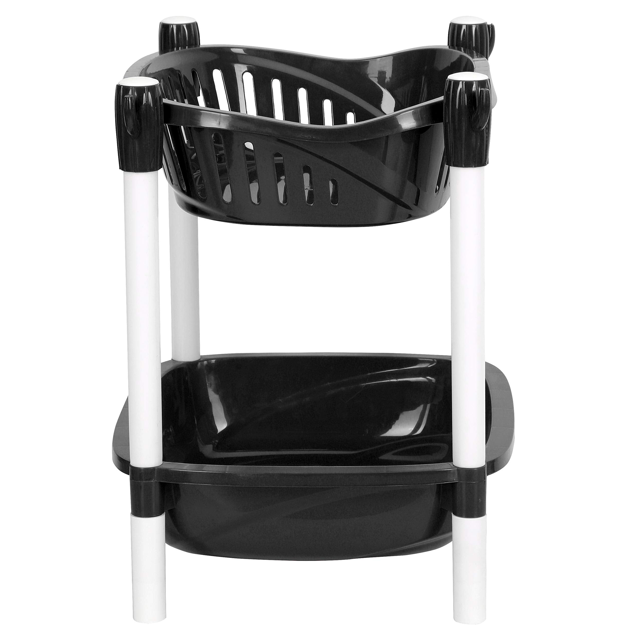 Cutting Edge Ultra Wide Plastic Shelf Rack 2 Layer, Black & White For Kitchen, Home & Office Use, Fruits, Potato Tier Basket Tra