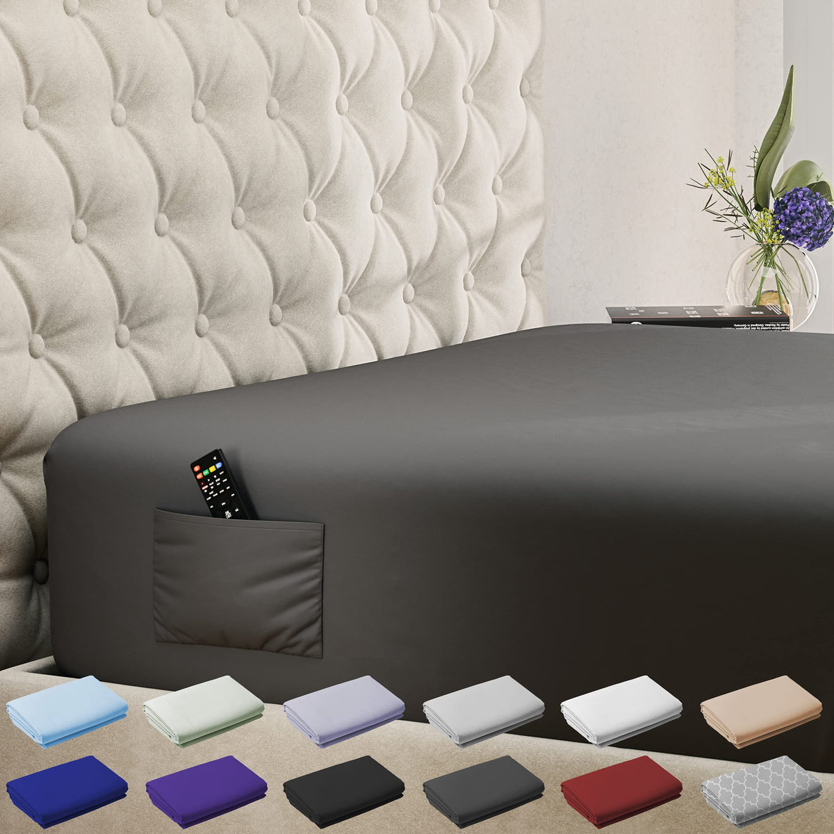 Dreamcare Queen Fitted Sheet - Extra Deep Pocket Fitted Sheet - Fits Up To 21 Inch Mattress - Deep Pocket Queen Sheets - Hotel L
