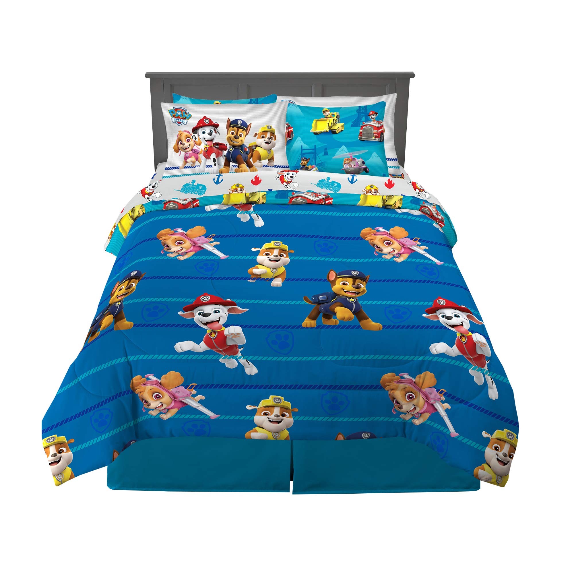 Franco Kids Bedding Super Soft Comforter And Sheet Set With Sham, 7 Piece Full Size, Paw Patrol