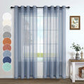 Pitalk Dusty Blue Window Curtains102 Inches Long 2 Panels Set Rod Pocket Woven Textured Linen Look Voile Sheer Drape For Living