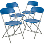 Flash Furniture Hercules™ Series Plastic Folding Chair - Blue - 4 Pack 650Lb Weight Capacity Comfortable Event Chair-Lightweight Folding Chair