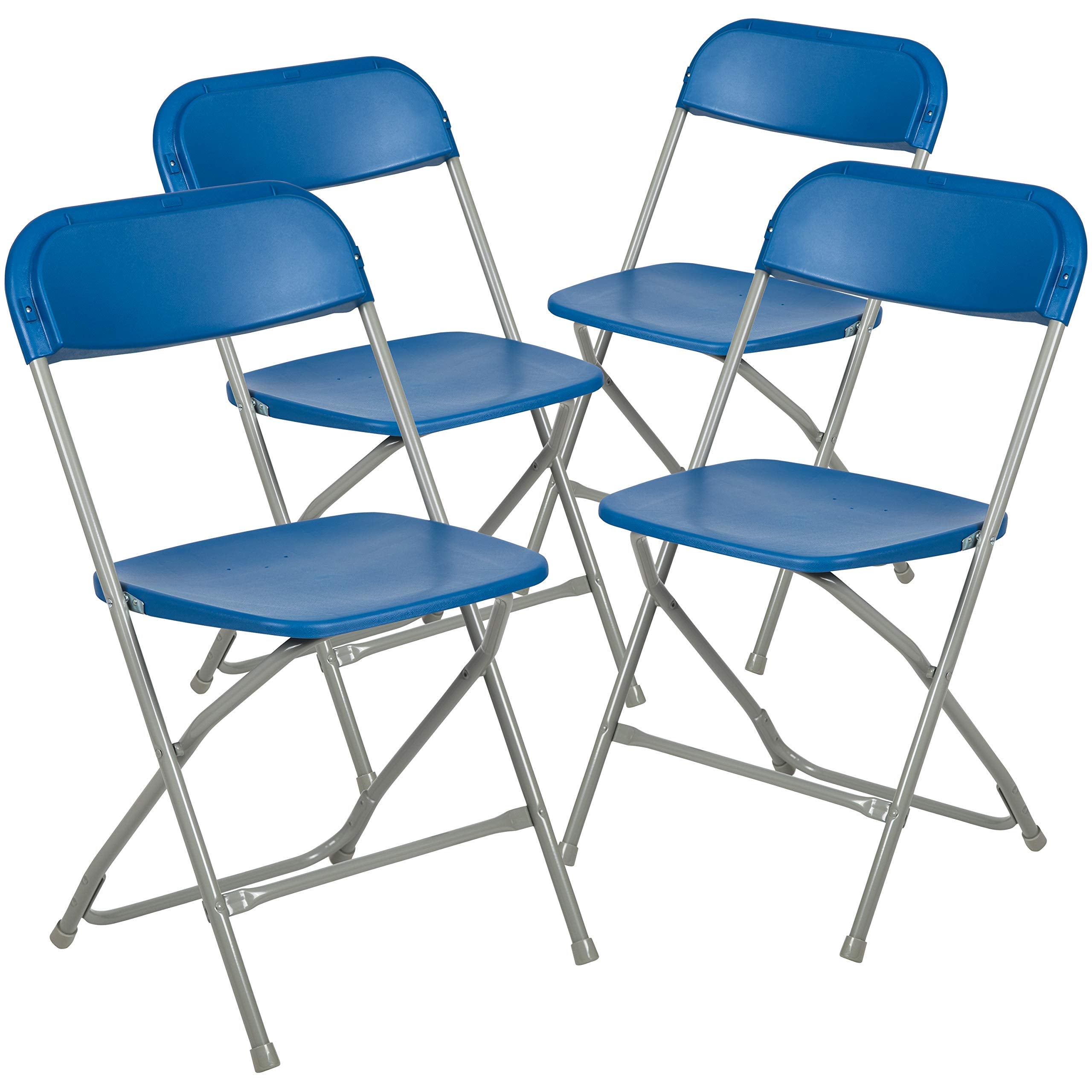 Flash Furniture Hercules™ Series Plastic Folding Chair - Blue - 4 Pack 650Lb Weight Capacity Comfortable Event Chair-Lightweight Folding Chair