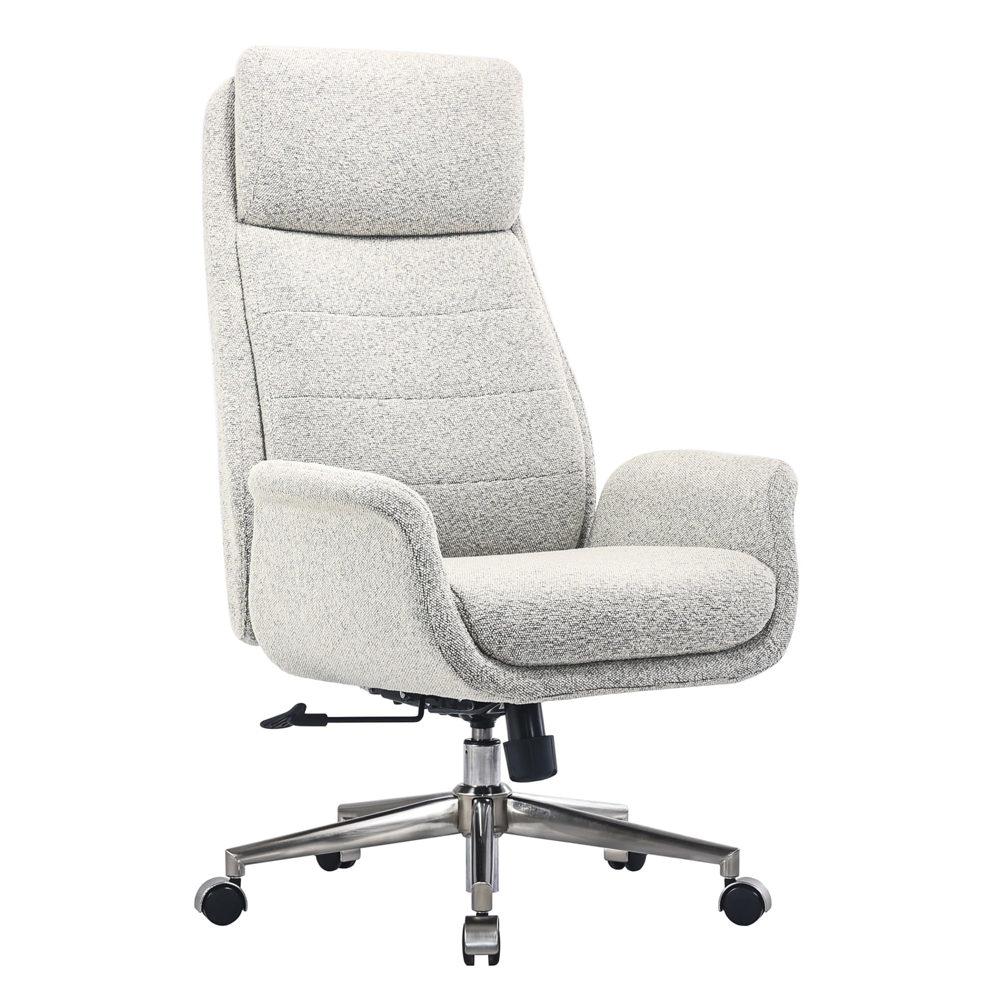 Realspace Modern Comfort Pizana Boucl   Fabric High-Back Executive Office Chair, Light Sand/Brushed Nickel, Bifma Compliant