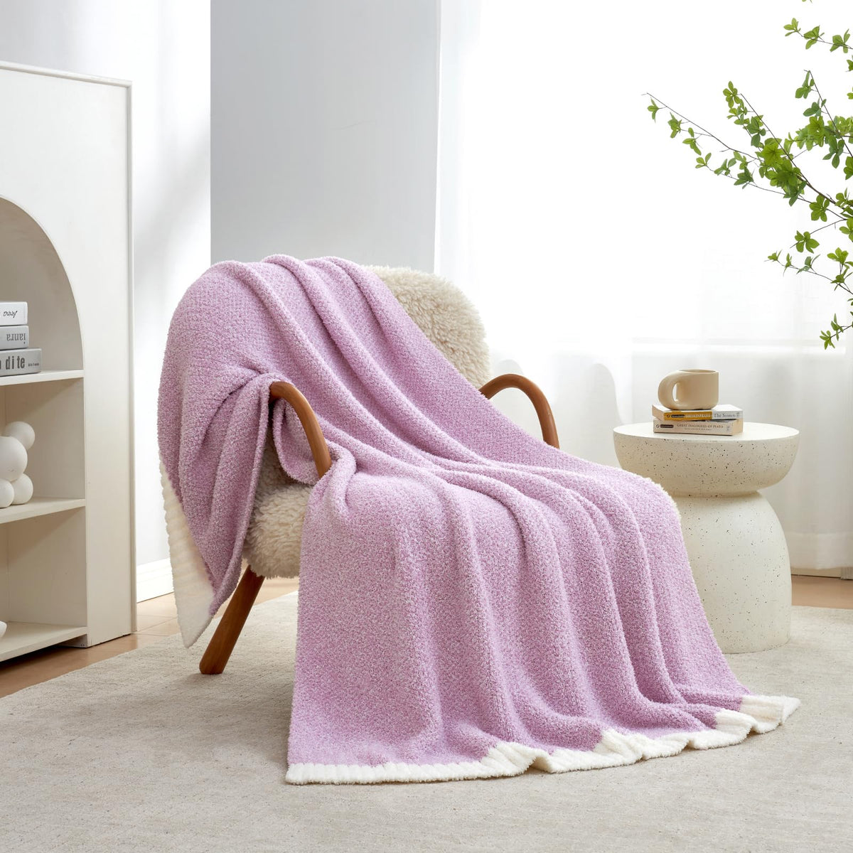 Snuggle Sac Purple Throw Blanket For Couch, Super Soft Warm Blankets Cozy Knit Fuzzy Plush Lightweight Throws For Sofa, Bed,Livi