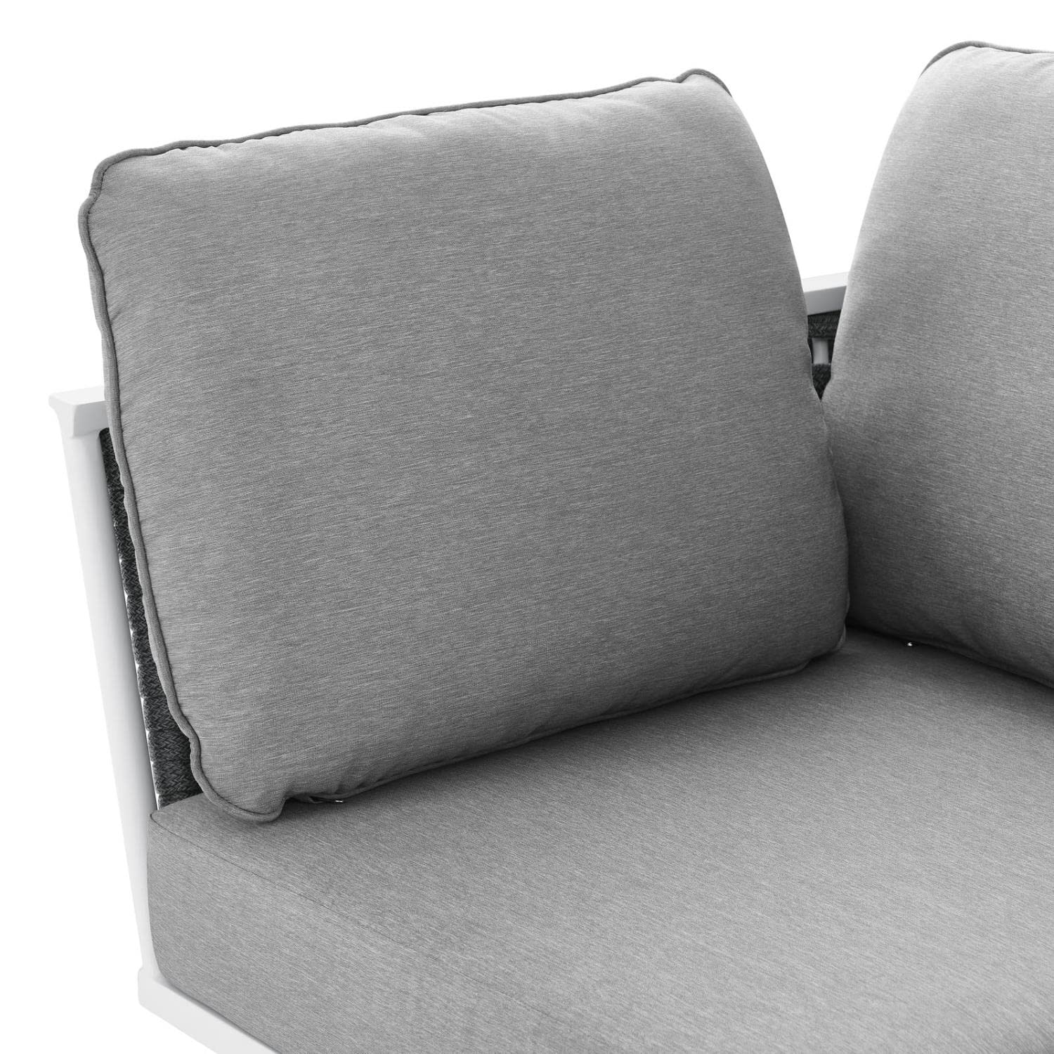 Modway Stance Outdoor Patio Woven Rope Aluminum Sectional Sofa Corner Chair in White Gray