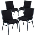 4 Pk. Heavy Duty, 3 Thickly Padded, Green Patterned Upholstered Stack Chair