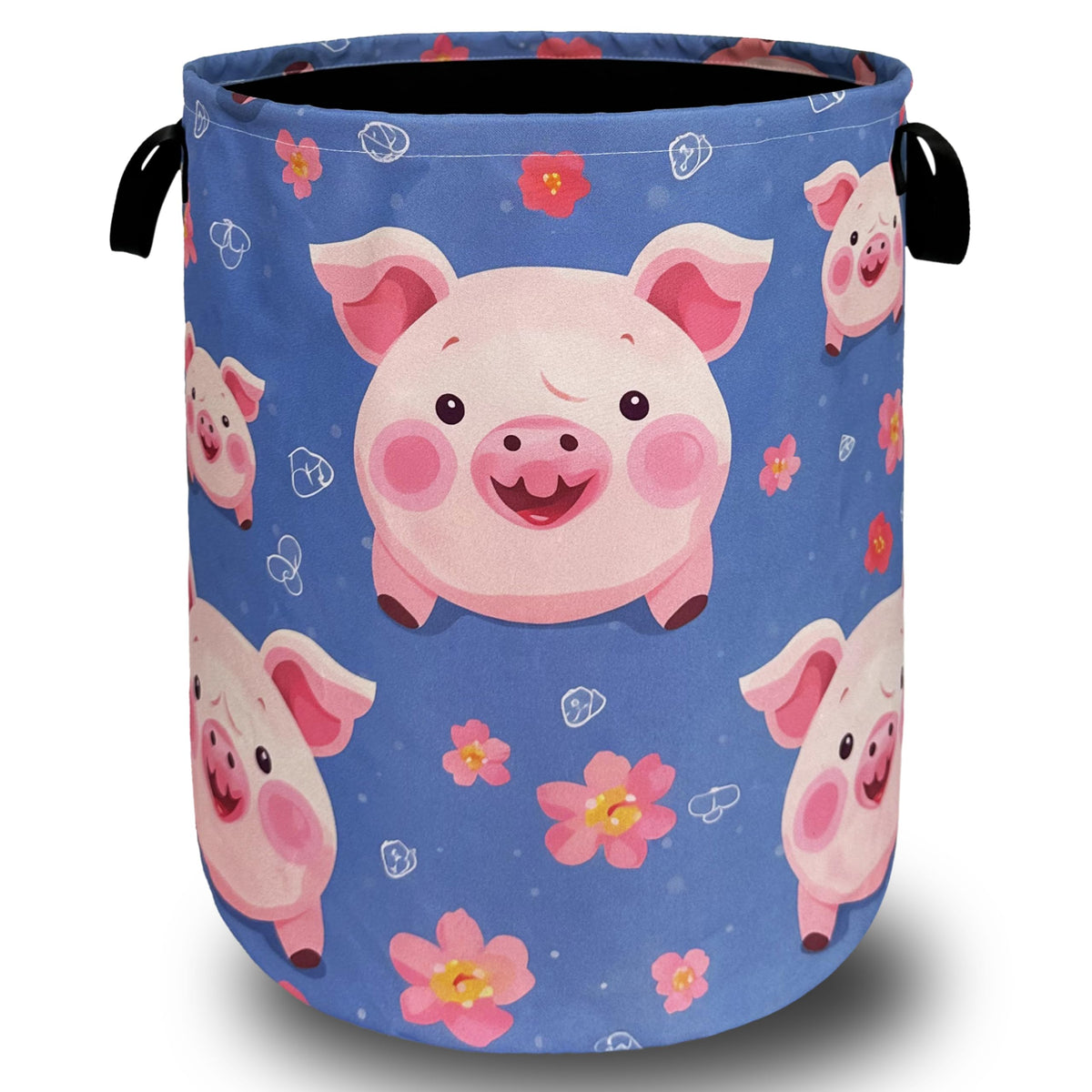 Cute Pig Laundry Basket Oxford Cloth Foldable Hamper 18.9x16.5 Inch