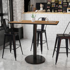 Flash Furniture 30'' x 48'' Rectangular Walnut Laminate Table Top with 24'' Round Bar Height Table Base