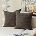 Kevin Textile Textural Faux Linen Throw Cushion Pillow Covers Shams For Couch, Invisible Zipper, 55X55Cm(Set Of 2,Black Gold)
