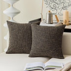 Kevin Textile Textural Faux Linen Throw Cushion Pillow Covers Shams For Couch, Invisible Zipper, 55X55Cm(Set Of 2,Black Gold)
