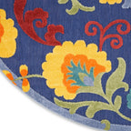 Nourison Aloha Indoor-Outdoor Navy Multicolor 7’10” X Round Area Rug, Easy Cleaning, Non Shedding, Bed Room, Living Room, Dining Room, Backyard, Deck, Patio (8 Round)