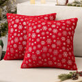 Miulee Christmas Red Throw Pillow Covers Set Of 2 Snowflakes Decorative Pillow Covers 20X20 Inch Soft Plush Faux Fur Pillowcases