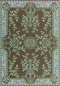Mad Mats Traditional Outdoor Rug, Reversible Plastic Mat (5' X 8', Oriental Garland - Teal/Brown)