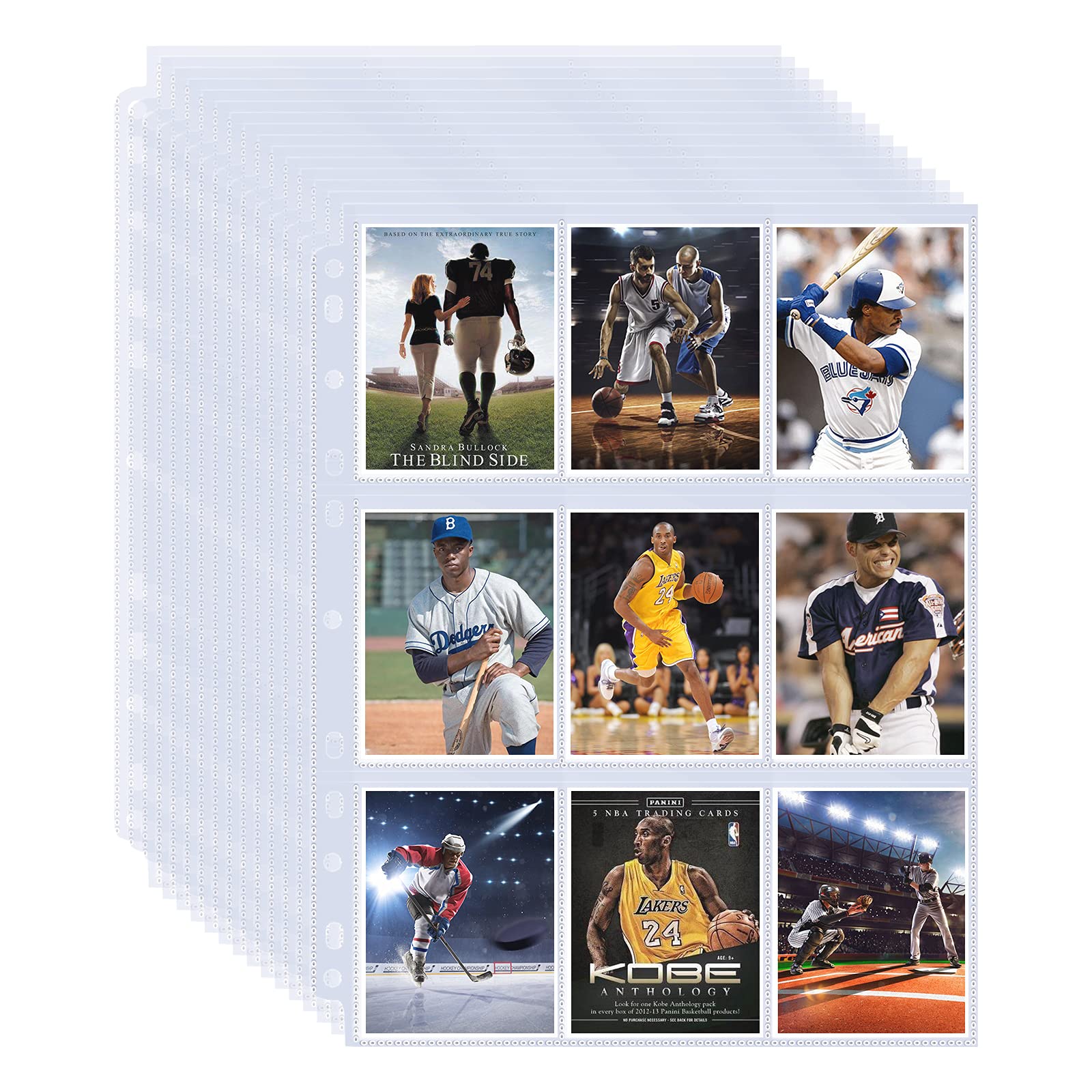Geaoffice 1260 Pockets Card Sleeves Binder Sheets, Baseball Card Sleeves Pages For 3 Ring Binder, 9 Pocket Page Protector For Tr