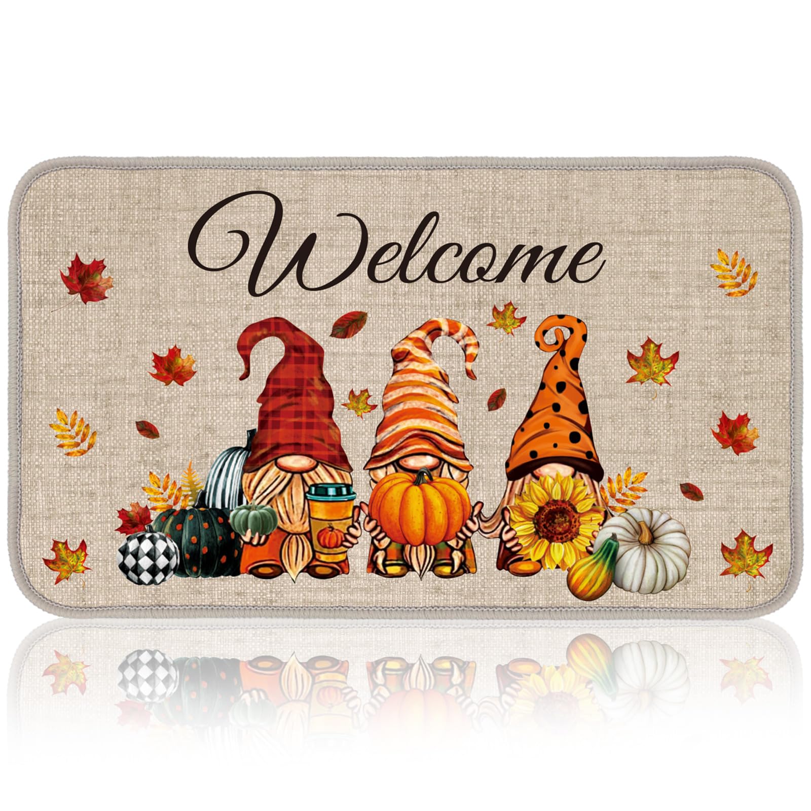 Timgle Winter Fall Door Mat Non Slip Farmhouse Welcome Mats Outdoor Indoor Snowflake Pumpkin Floor Door Mat Thanksgiving Front P