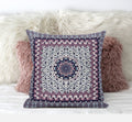 HomeRoots Gray Orange 20â€ Pink Gray Holy Floral Zippered Suede Throw Pillow
