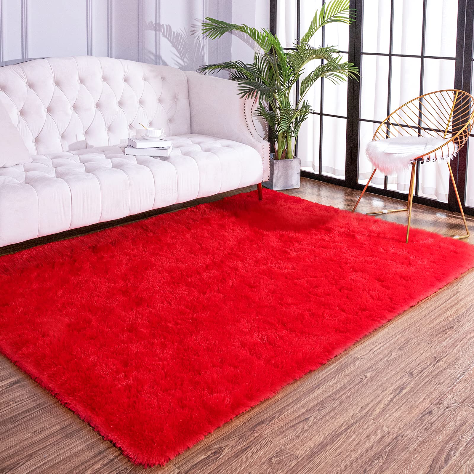 Arogan Fluffy Rugs For Bedroom Living Room, Shag Area Rugs For Nursery Kids Girls Room, Plush Fur Rug For Playroom Dorm 6X9 Feet