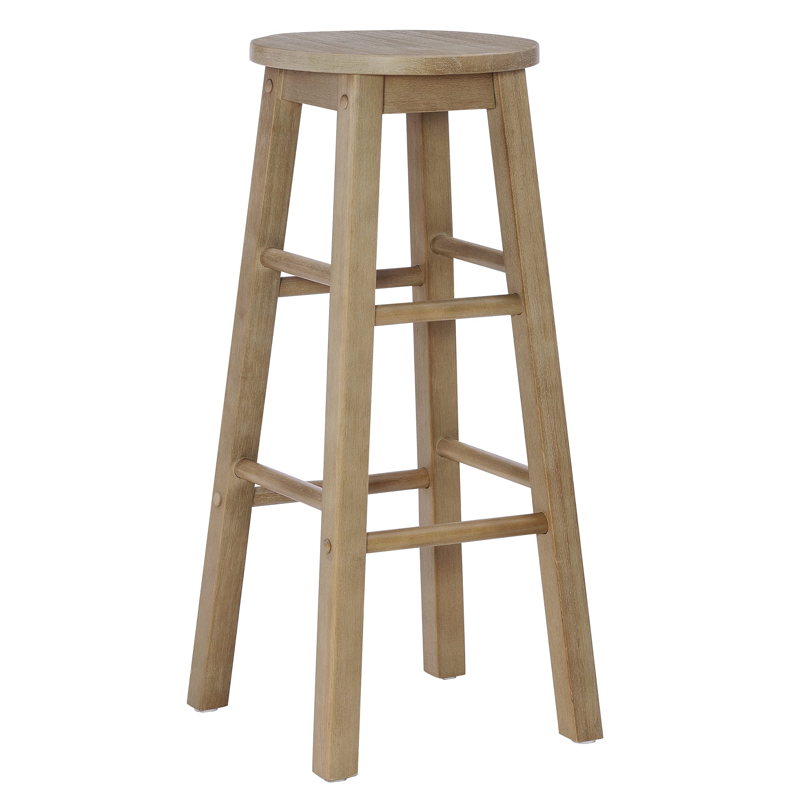 Zeke Grey Wash 29 Barstool with Round Seat by Linon