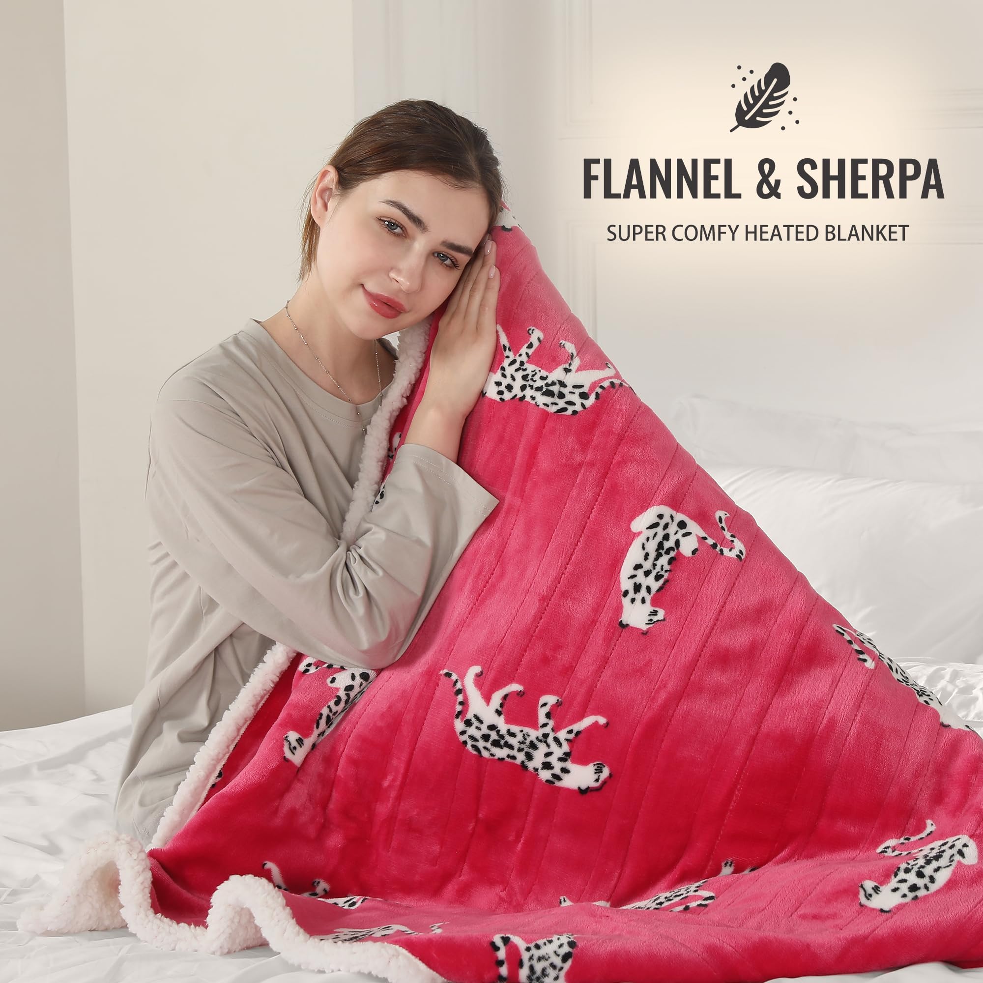 Electric Throw Blanket, 50''X60'' Small Heated Blanket Throw With 5 Heating Levels & 4 Hours Auto Off, Super Cozy Soft Sherpa El