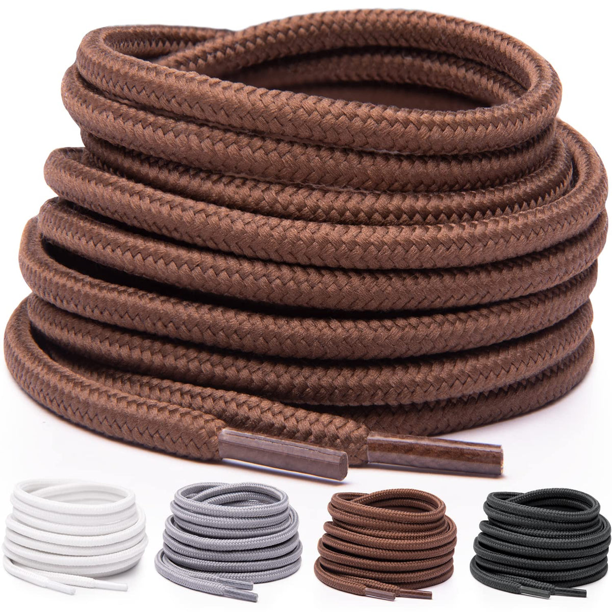 Miscly Round Shoelaces 1 Pair] 532 Thick - For Shoes, Sneakers  Boots (36, Brown)