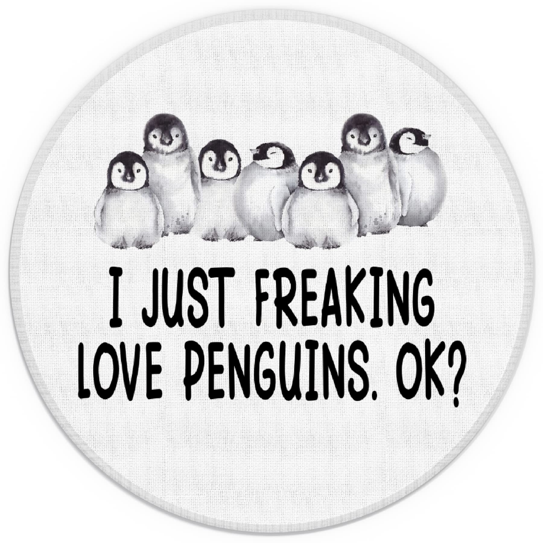 I Just Freaking Love Penguins Ok Small Mouse Pad 7.9X7.9 Inches,Washable Round Cloth Mousepad For Office Laptop Computer,Non-Sli