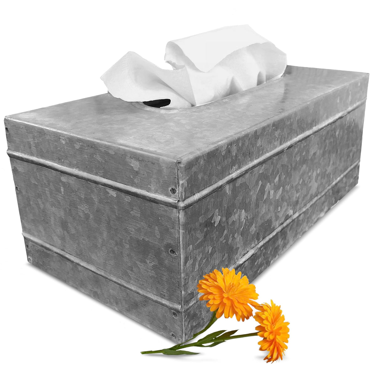 Autumn Alley Farmhouse Galvanized Tissue Box Cover - Industrial Chic Metal Tissue Box Holder - Perfect Rustic Style Decor - Corr