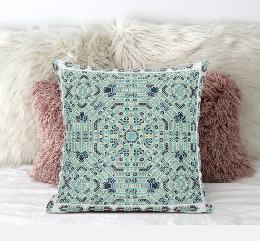 HomeRoots Dark Purple White 20â€ Aqua Geostar Zippered Suede Throw Pillow
