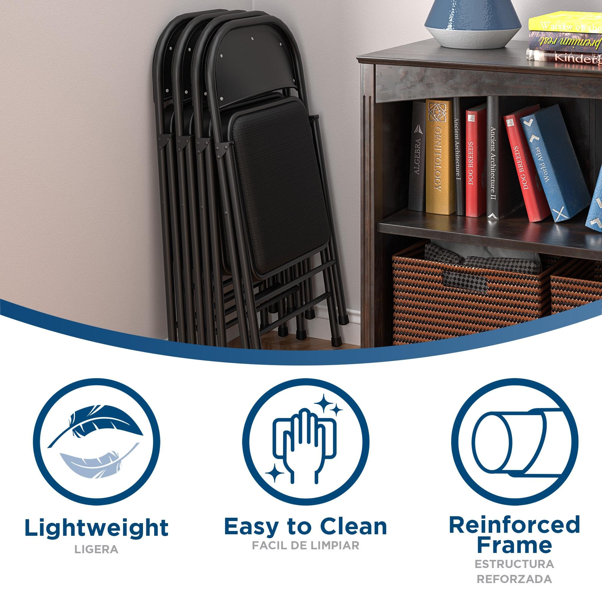 Cosco Smartfold® Fabric Folding Chair, 4-Pack, Black