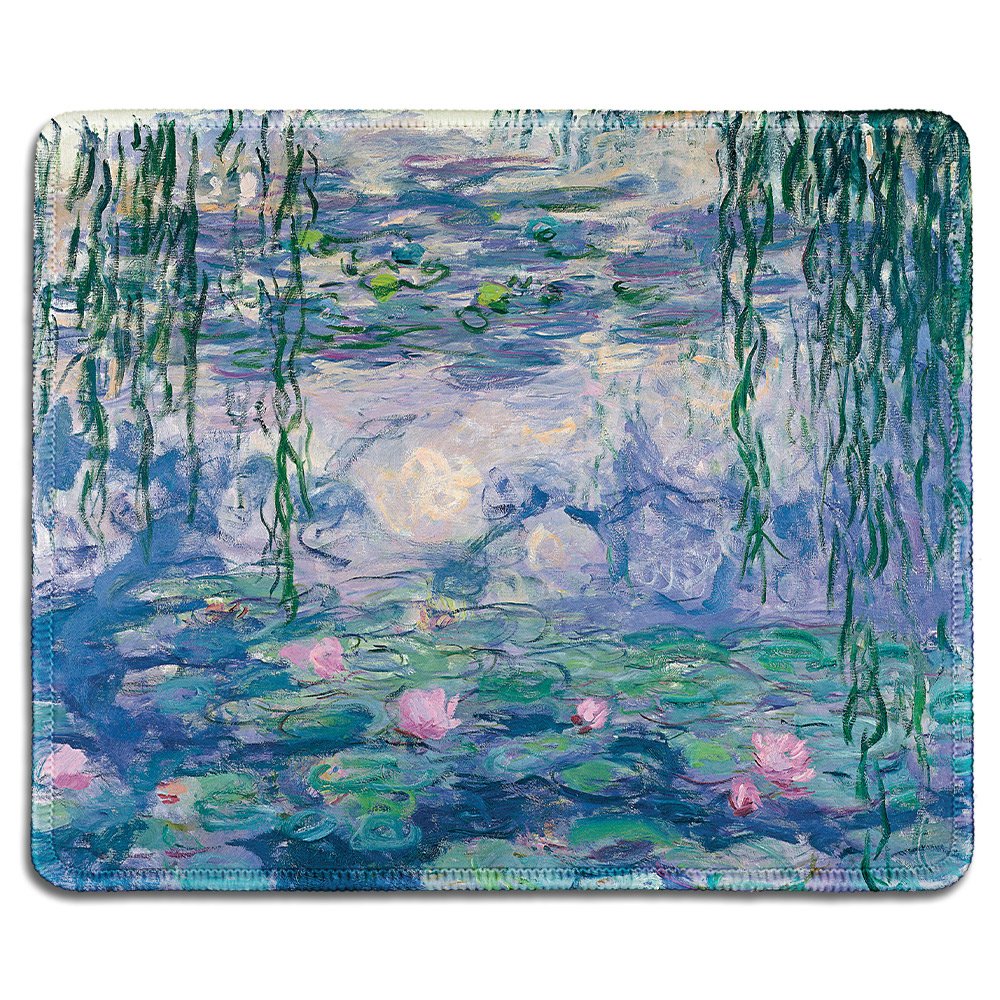 Dealzepic - Art Mousepad - Natural Rubber Mouse Pad With Famous Fine Art Painting Of Waterlilies By Claude Monet - Stitched Edge