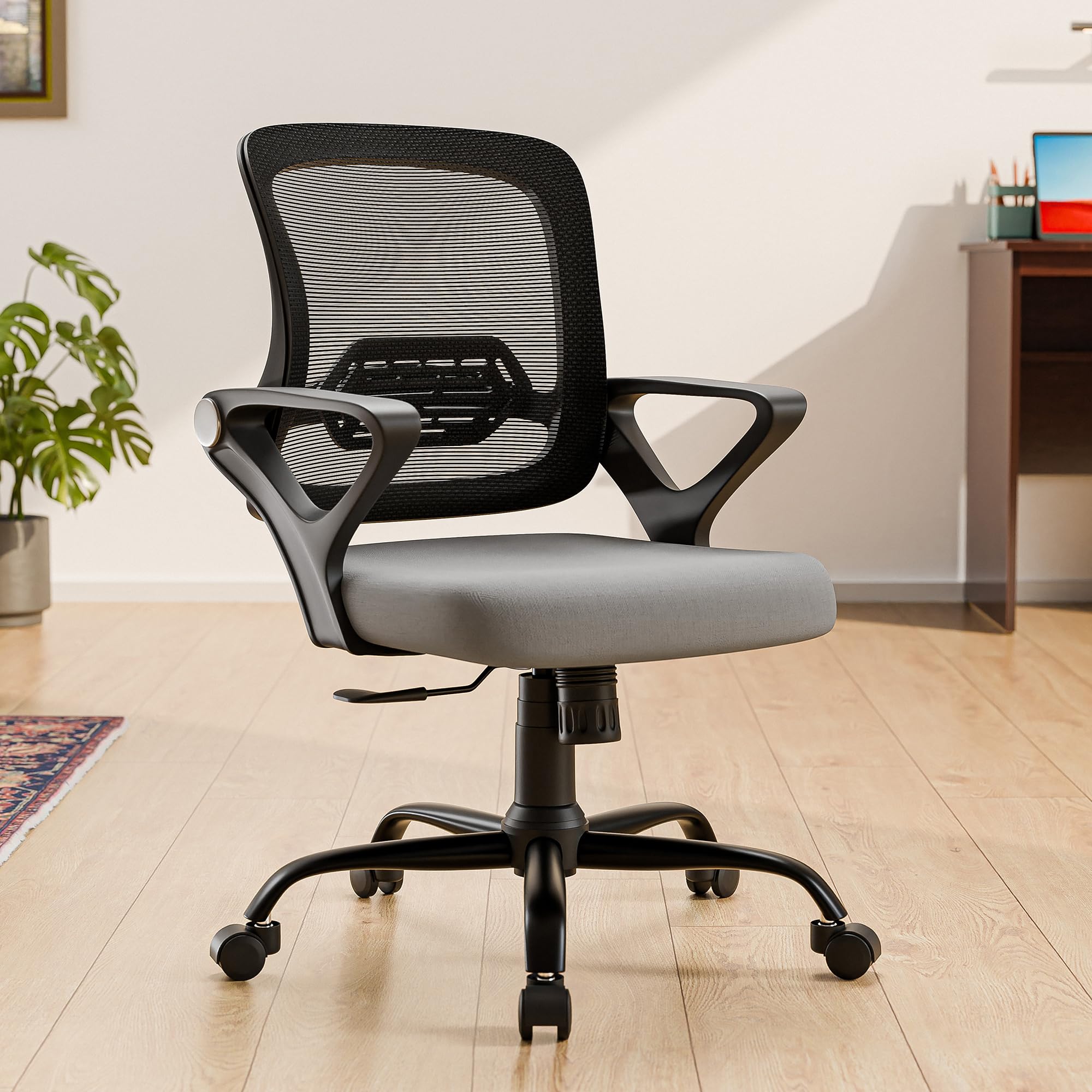 Green Soul Pebble Office Chair, Mid Back Mesh Ergonomic Home Office Desk Chair With Comfortable & Spacious Seat, Tilt Lock Mecha