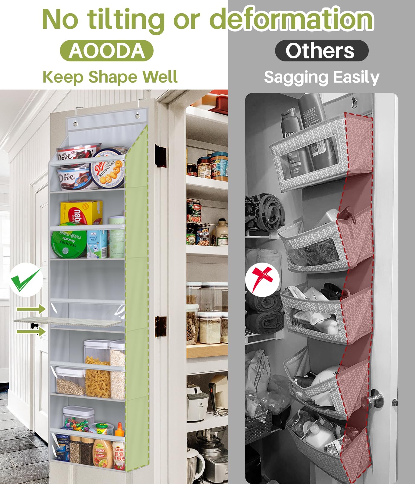 Aooda Over The Door Organizer, Large Capacity Closet Door Hanging Organizer, Clear Deep Pockets Baby Organizer Storage For Nurse
