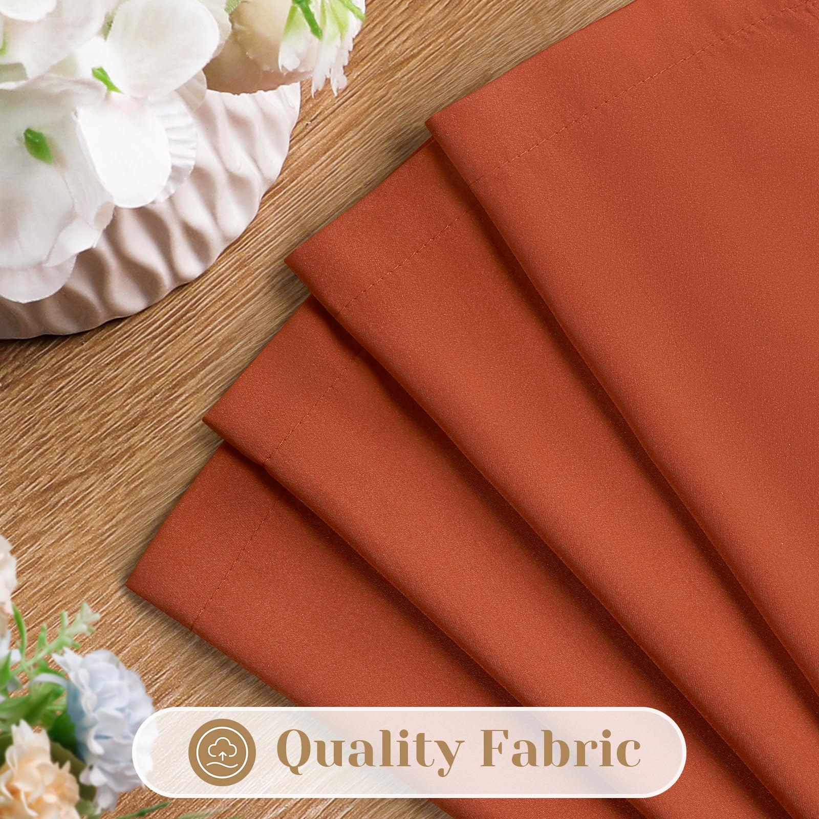 Homeideas Non-See-Through Burnt Orange Privacy Sheer Curtains 52 X 54 Inches Long 2 Panels Sheer Curtains Light Filtering Window Curtains Drapes For Bedroom Living Room